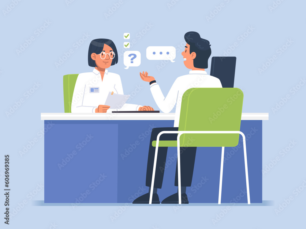 Job interview. Hiring an employee. A candidate for a position in a company is talking to an HR manager Job interview. Hiring an employee. A candidate for a position in a company is talking to an HR manager