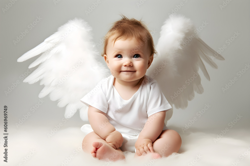 Baby with angel wings studio portrait Baby with angel wings studio portrait