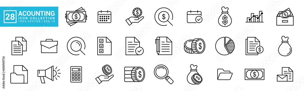 Φωτογραφία Collection of accounting icon vector, which contains financial reports, savings, taxes, invoices, editable and resizable vector icons EPS 10