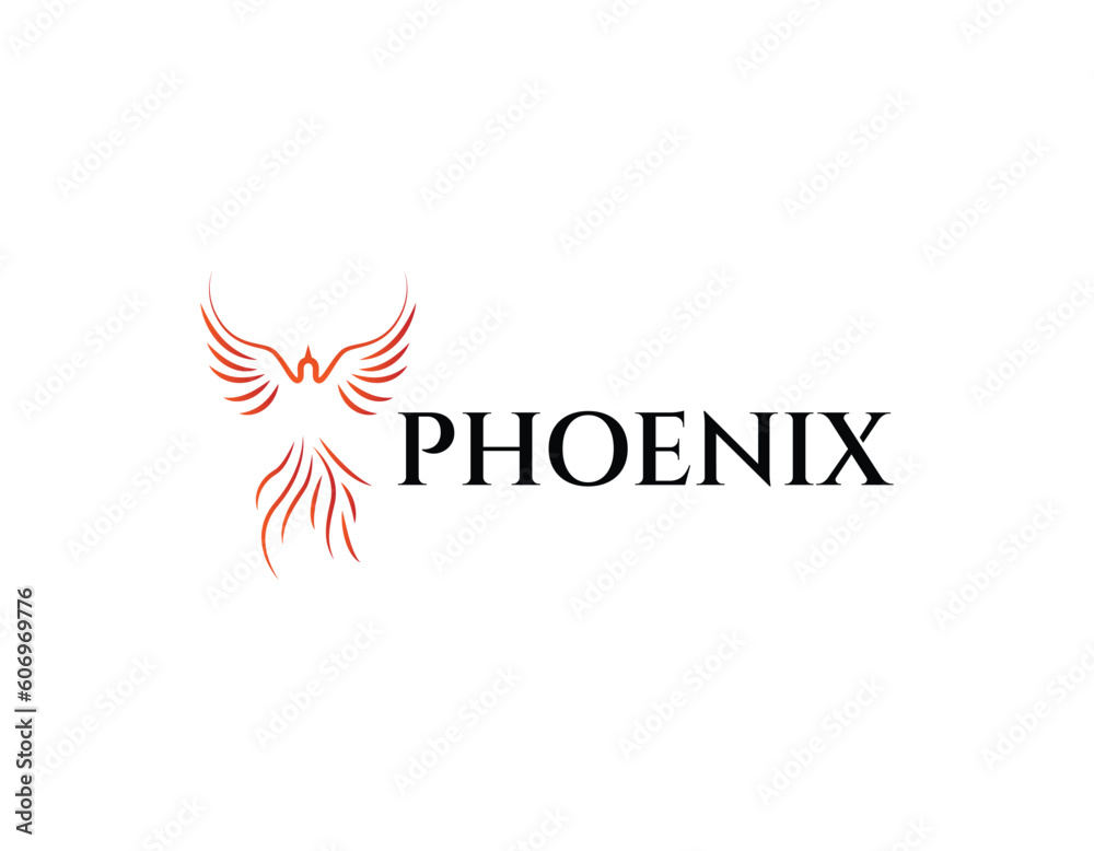Simple Red Phoenix Bird Business Logo Design Template Simple Red Phoenix Bird Business Logo Design Template