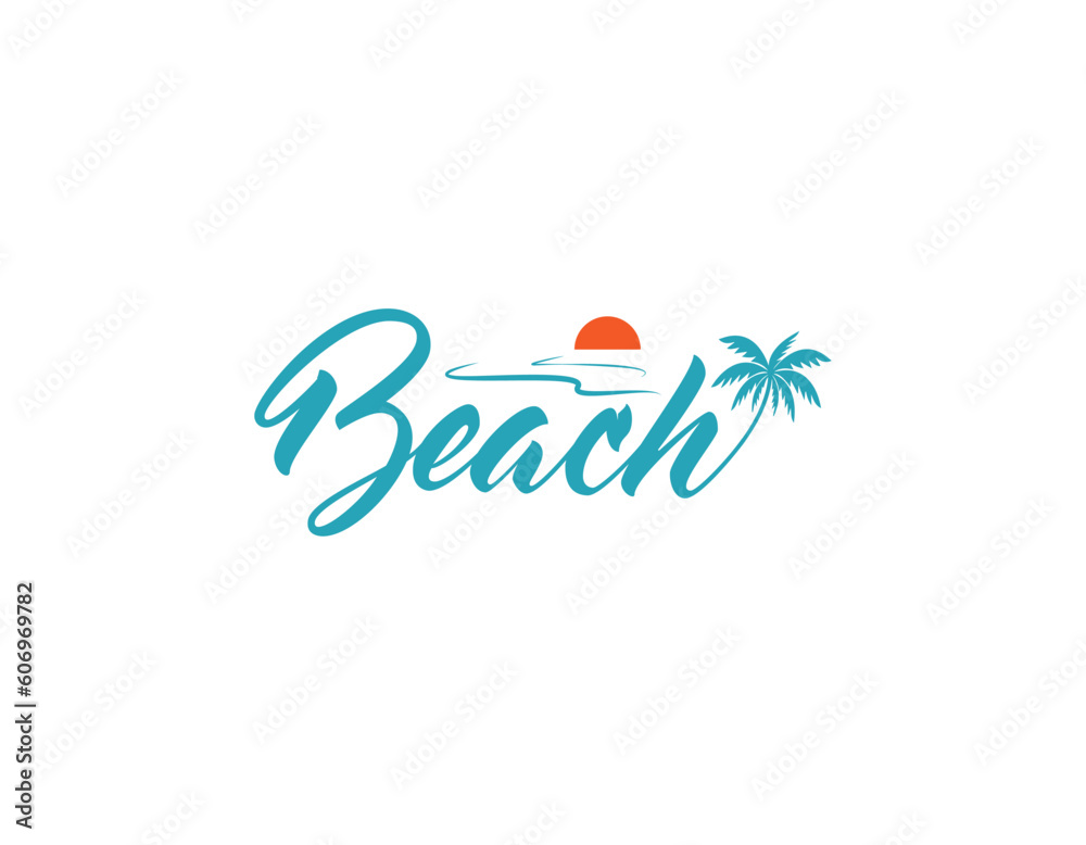 Simple Typographic Beach Logo Design Template