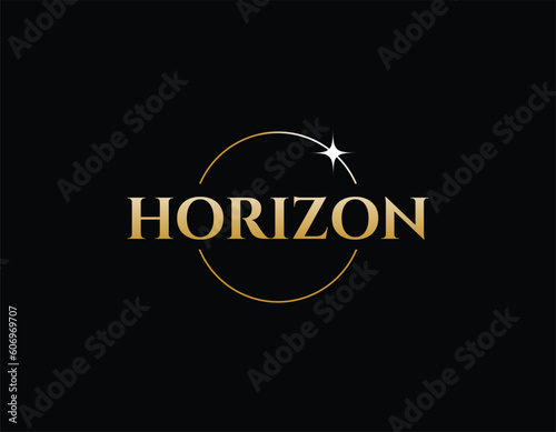 Simmple Black Gold Circle Eclipse Logo Design Template