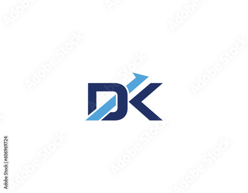 Simple Blue Initial Letter DK Rise Logo Design Template