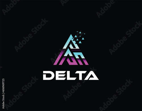 Simple Colorful illuminated Delta Triangle Logo Design Template