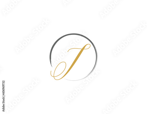 Simple Elegance Letter J with brush circle Logo Design Template