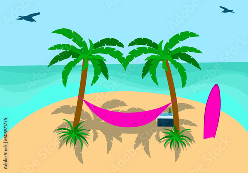 hammock on the beach for serfer relaxing on a hammock in the moonlight between two palm trees