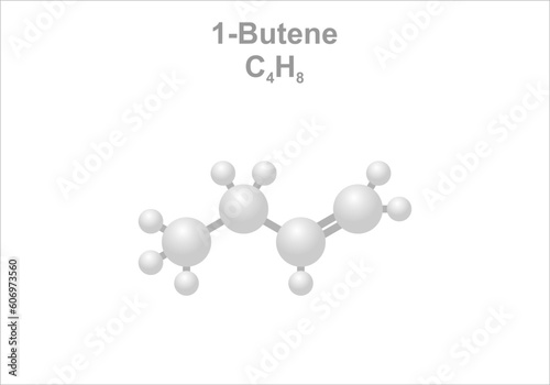 Simplified scheme of the 1-Butene molecule. Precursor of diverse products.