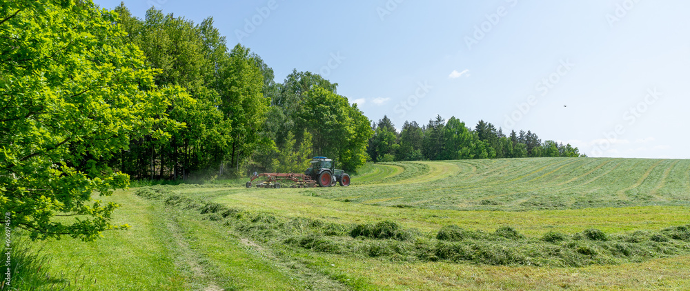 farmer with tractor in field