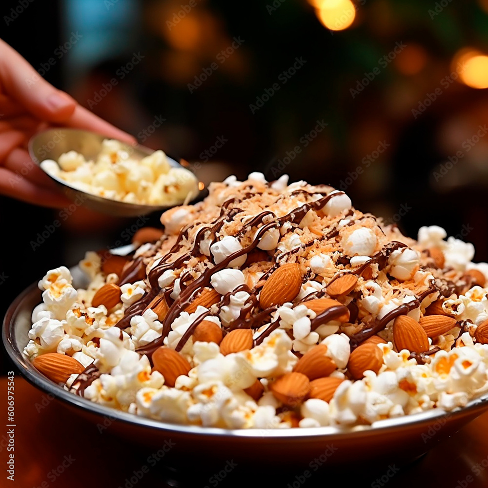 popcorn with sweet sauce created with Generative Ai technology popcorn with sweet sauce created with Generative Ai technology
