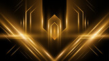 Elegant black and gold abstract luxury stage backdrop background with golden lines and shapes. Premium abstract background. Vector illustration
