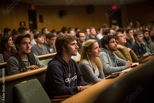 Crowded university lecture hall