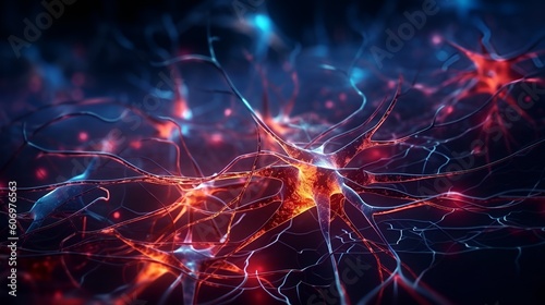 Neurons cells with glowing light neuroscience