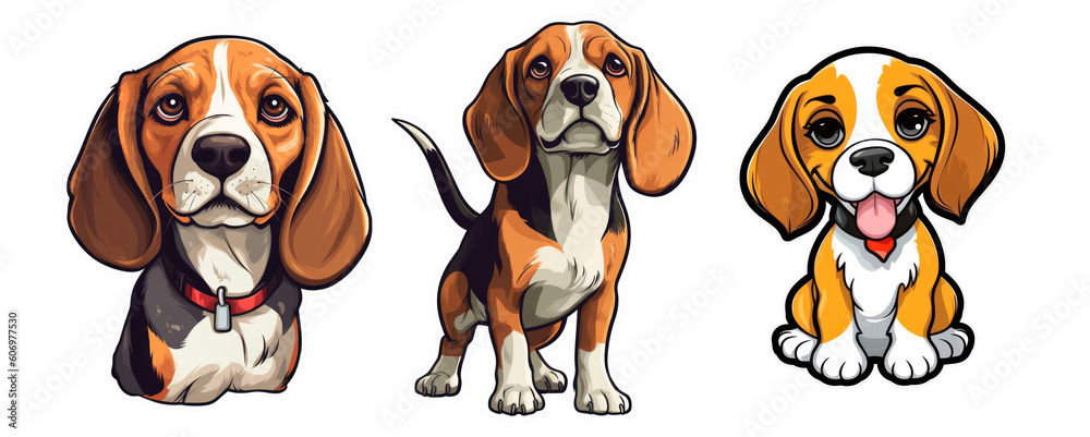 Generative AI - Playful Beagle: A Modern Cartoon Style Sticker Generative AI - Playful Beagle: A Modern Cartoon Style Sticker