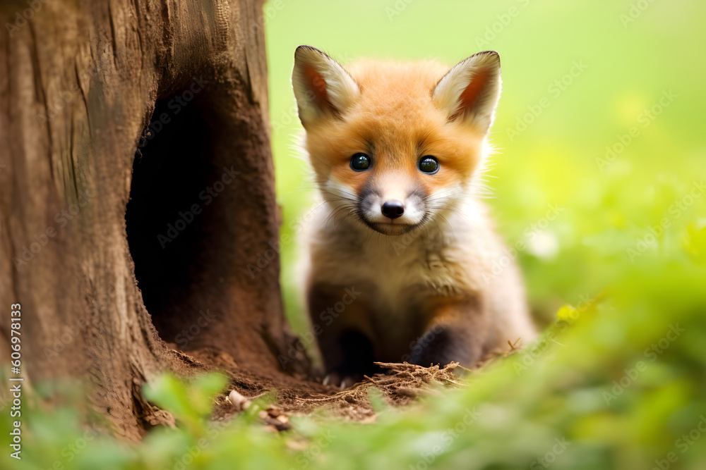 Naklejka premium Fox cub, Generative AI