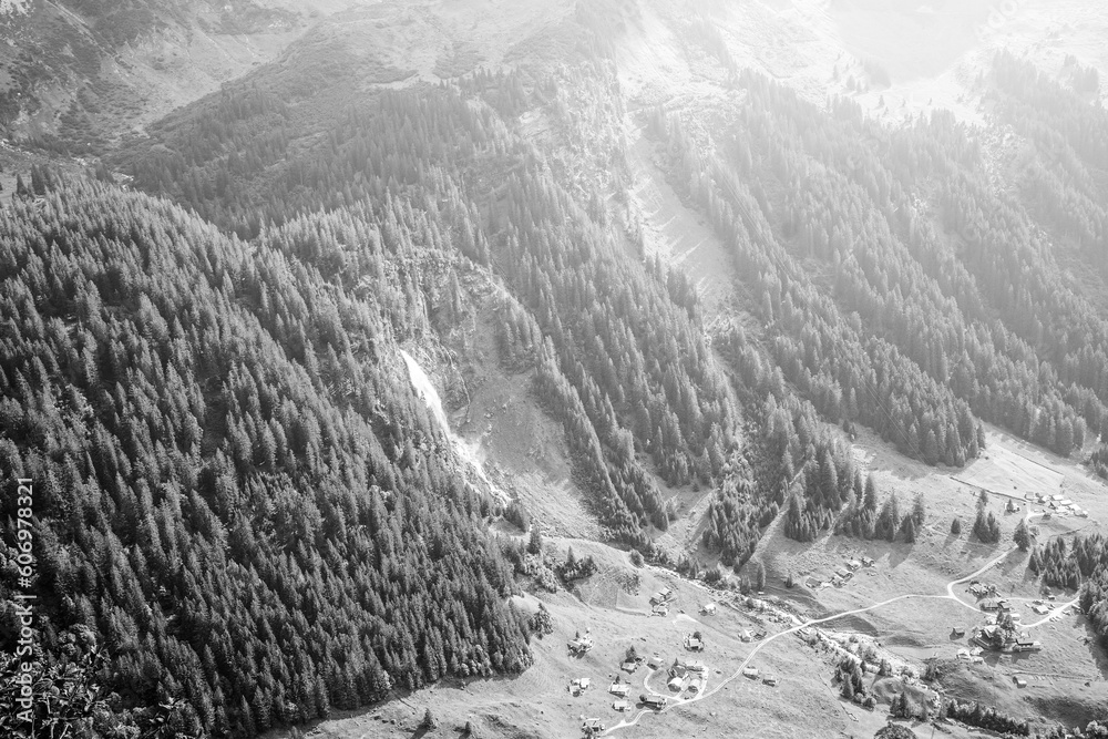 Swiss alps in black and white
