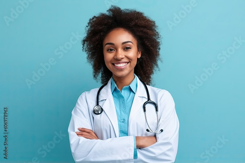 portrait of an african american female doctor. Generative AI