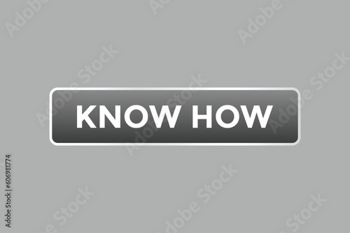 Know How Button. Speech Bubble, Banner Label Know How