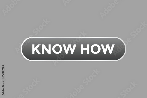 Know How Button. Speech Bubble, Banner Label Know How