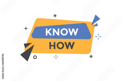 Know How Button. Speech Bubble, Banner Label Know How