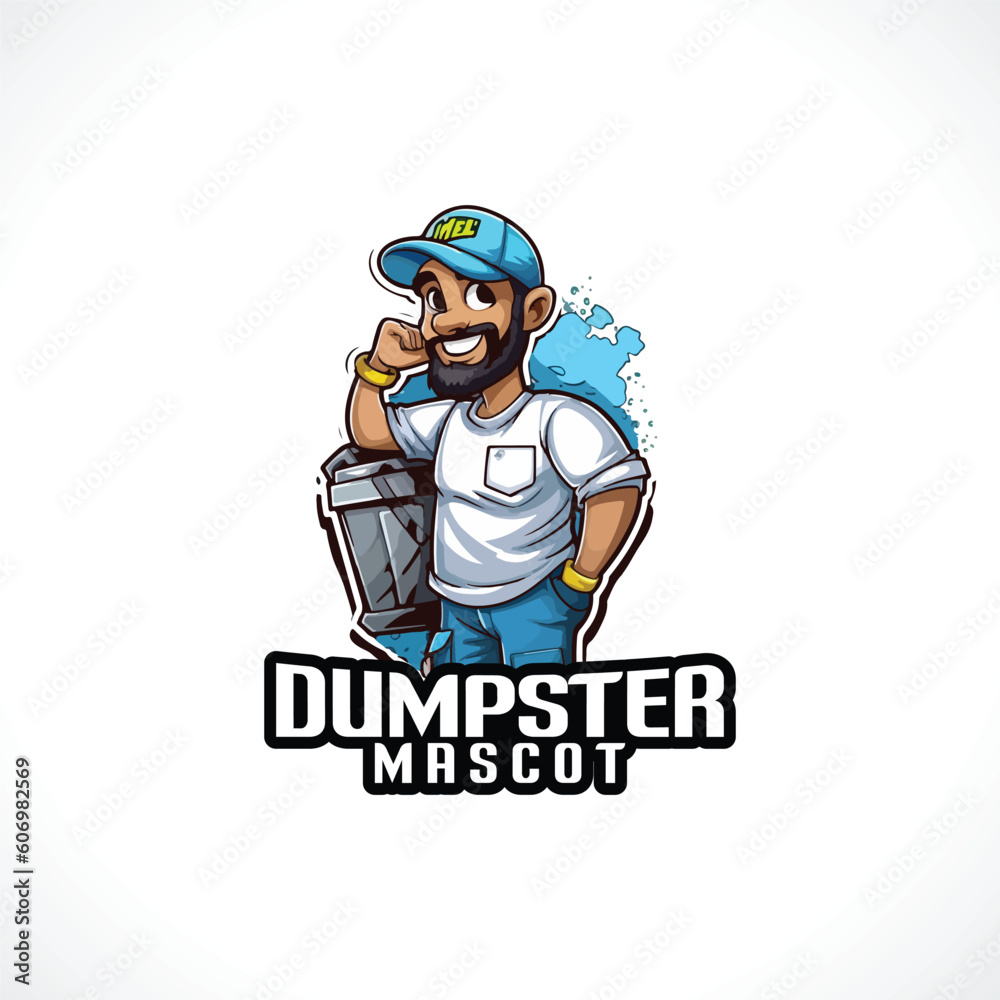 Trash Clear Mascot Dumpster Cleaner Logo