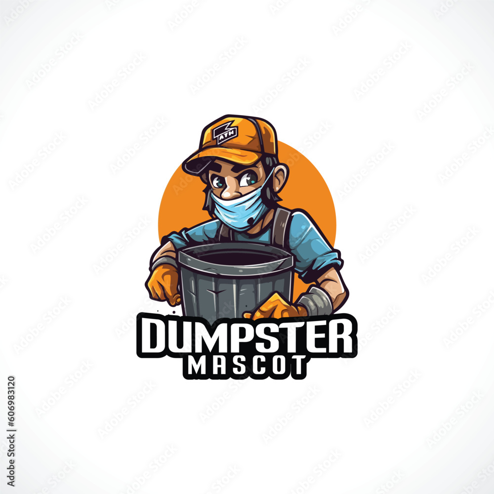 Trash Clear Mascot Dumpster Cleaner Logo
