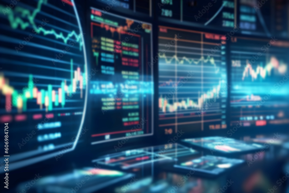 stock market graph, chart, index on display, finance, investment, online stock trading concept background, Generative AI