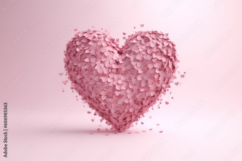 soft pink heart made of many small hearts, ai tools generated image
