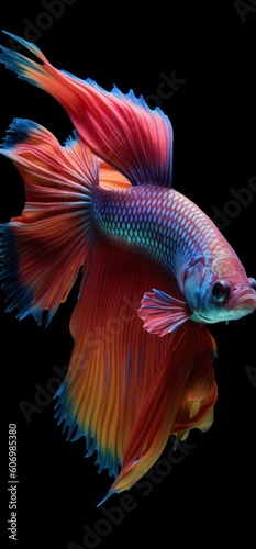 close up view of a gorgeous Seamese fighting betta fish, ai tools generated image