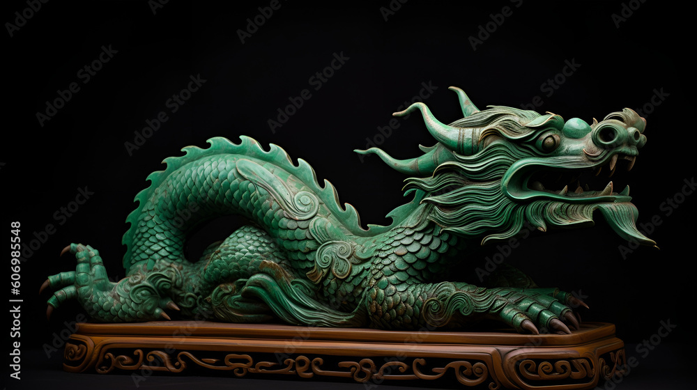 Traditional Chinese green dragon as a symbol of wealth, good luck. AI generated Traditional Chinese green dragon as a symbol of wealth, good luck. AI generated