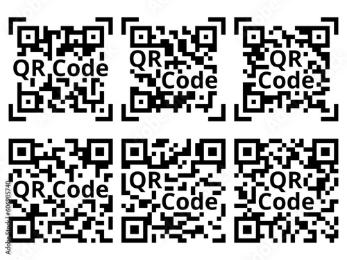 Collection Feuille d'icônes de 6 QR Code - Noir Blanc