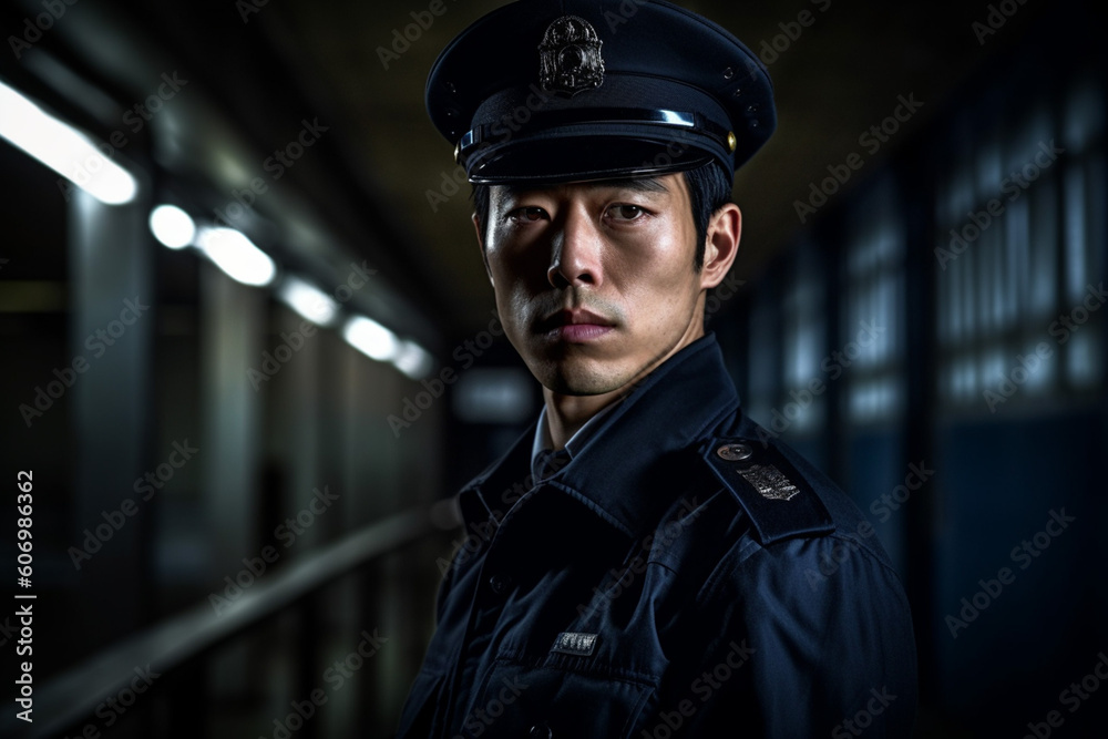 Obraz premium 男性の警察官のイメージ：AI生成画像