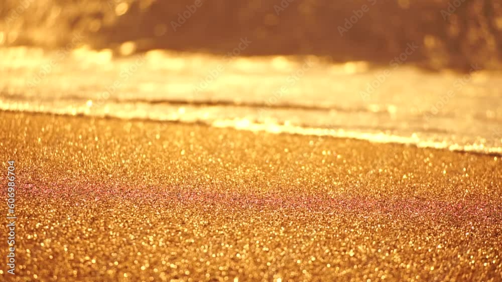 Small sea wave, Blurred Soft foamy waves washing golden sandy beach on sunset. Ocean Waves On Sandy Beach. Nobody. Holiday recreation concept. Abstract nautical summer ocean sunset nature background. Small sea wave, Blurred Soft foamy waves washing golden sandy beach on sunset. Ocean Waves On Sandy Beach. Nobody. Holiday recreation concept. Abstract nautical summer ocean sunset nature background.