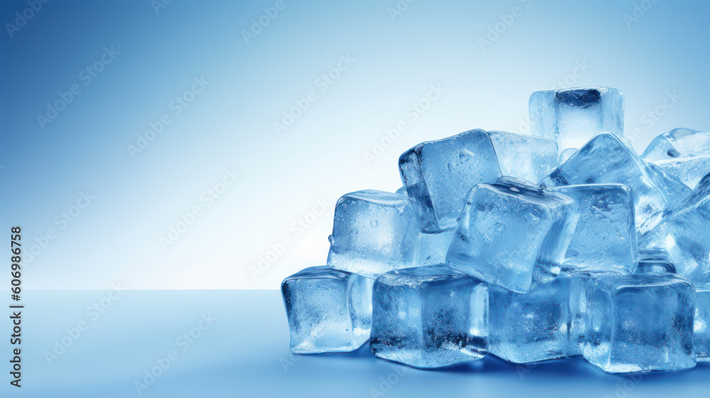 Frozen Elegance: Full-Screen Ice Cubes with a Gradient from White to Blue. Generative AI Frozen Elegance: Full-Screen Ice Cubes with a Gradient from White to Blue. Generative AI