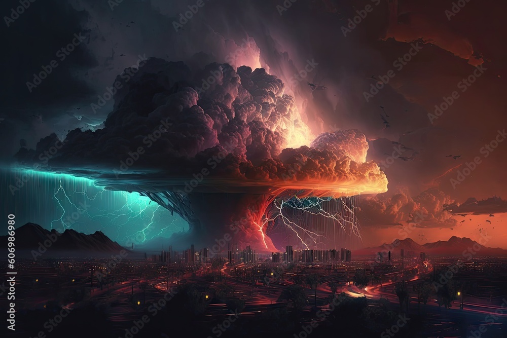 Thunderstorm and thunderstorm over the city