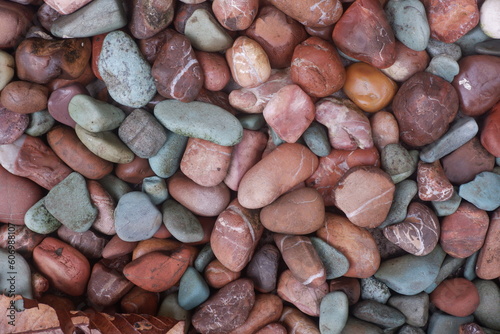 Decorative pebbles for the garden. Usually used to cover bare soil under plants. This image is suitable for background.