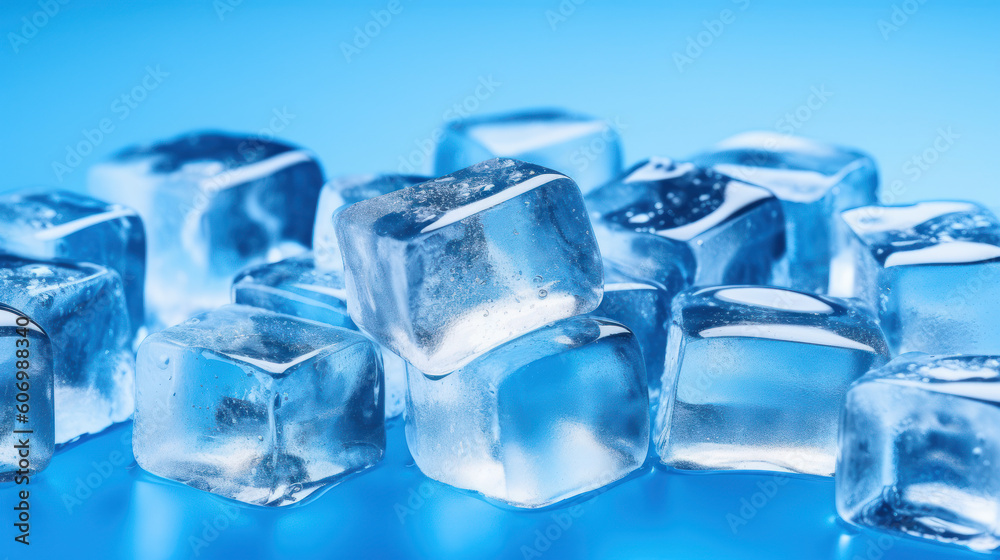Frozen Symphony: Full Screen Ice Cubes Transforming from White to Blue. Generative AI Frozen Symphony: Full Screen Ice Cubes Transforming from White to Blue. Generative AI