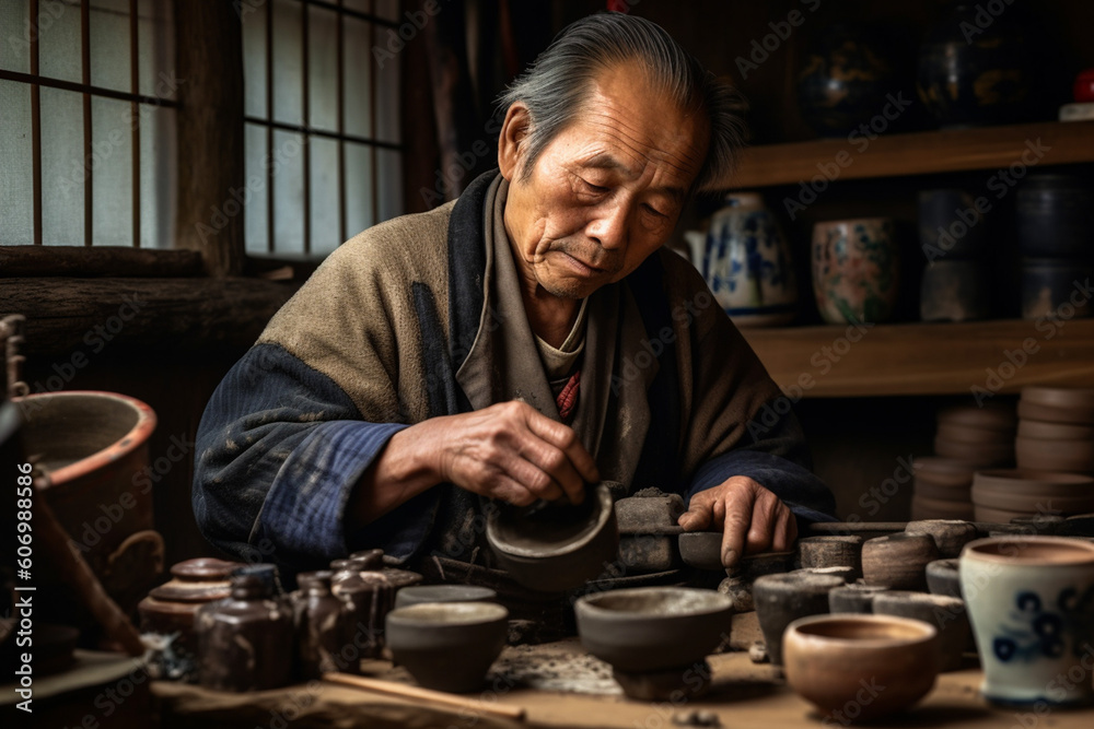 男性の陶芸家のイメージ：AI生成画像