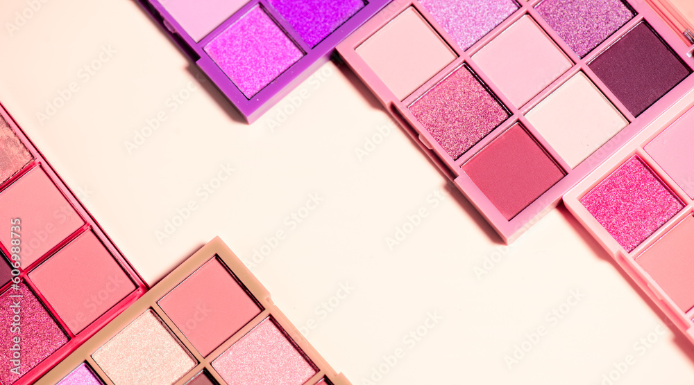 Konstfotografi Makeup palette set isolated on beige background