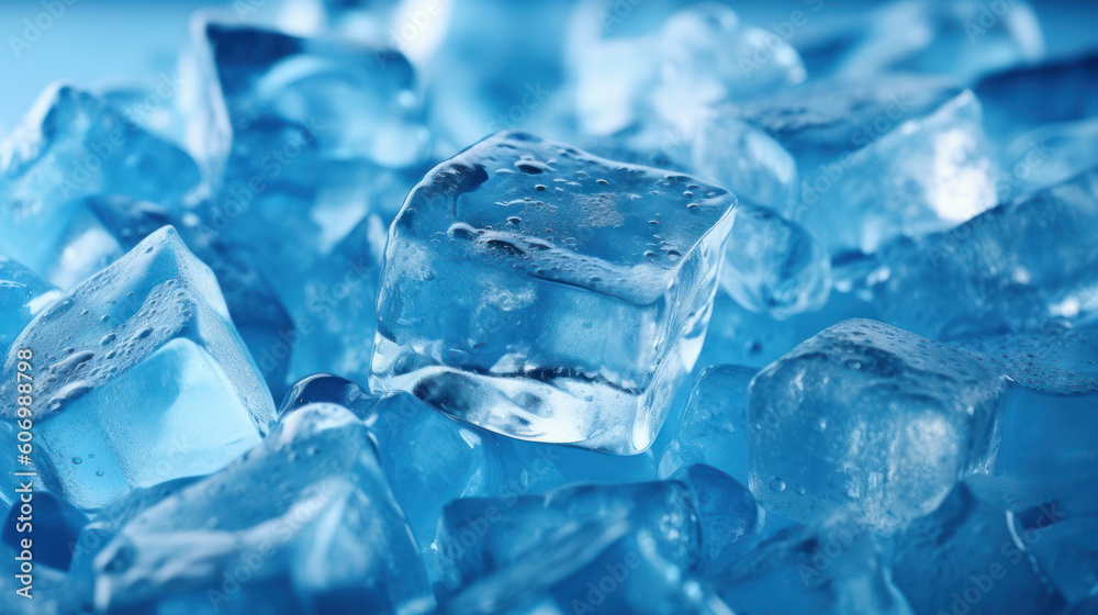 Frozen Elegance: Full Screen Ice Cubes with White Gradient Down to Blue. Generative AI Frozen Elegance: Full Screen Ice Cubes with White Gradient Down to Blue. Generative AI