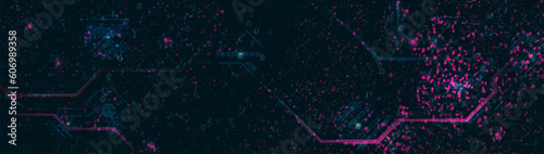 Abstract binary code technology with Circuit board background. Vector illustration