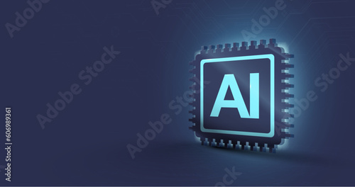 Εκτύπωση καμβά 3D AI chipset on a circuit board background