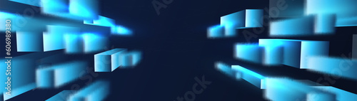 Abstract geometric blue speed cubes motion background. Futuristic hi-technology. Vector illustration