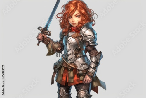 鋼鉄の鎧を着た女戦士：AI作品 