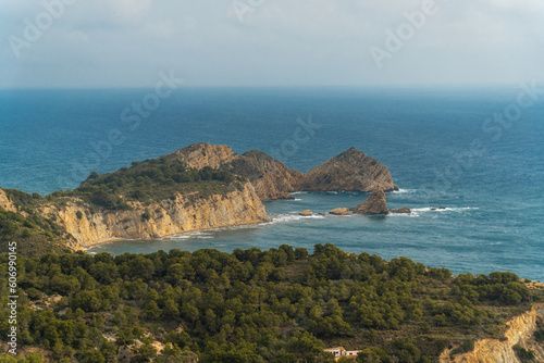  Sea landscape with cliffs, on a clouday day, in Jávea (Alicante, Spain)