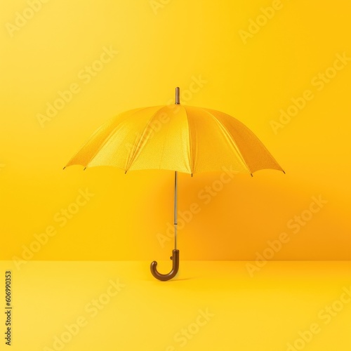 concept photo  yellow Umbrella on yellow background. Generative AI