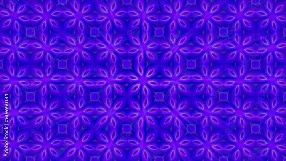 Abstract glowing pink shapes of flower on bright blue background. Floral pattern. Seamless ornament. Colorful print. Decorative illustration for wallpaper, cover. Repeated simple elements backdrop Abstract glowing pink shapes of flower on bright blue background. Floral pattern. Seamless ornament. Colorful print. Decorative illustration for wallpaper, cover. Repeated simple elements backdrop