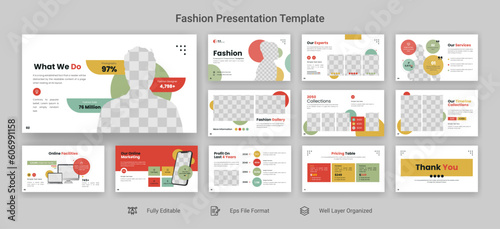 Minimalist vintage powerpoint editable presentation template set of fashion slide design