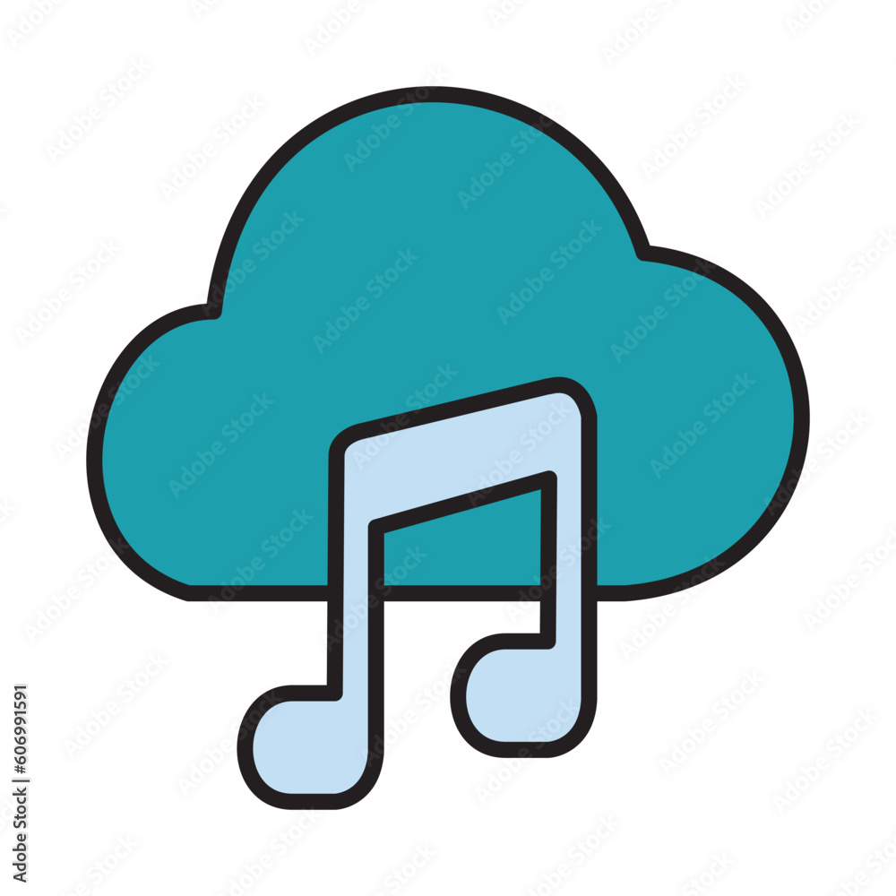 Filled Line CLOUD MUSIC design vector icon design vector line icon svg Filled Line CLOUD MUSIC design vector icon design vector line icon svg