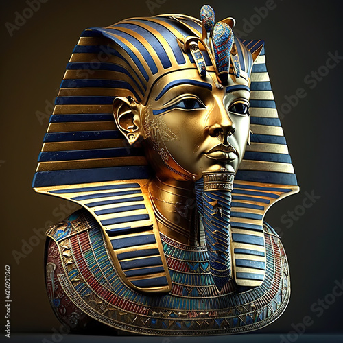 Fotografie, Obraz Decorative funerary mask of ancient Egypt, generative ai technology