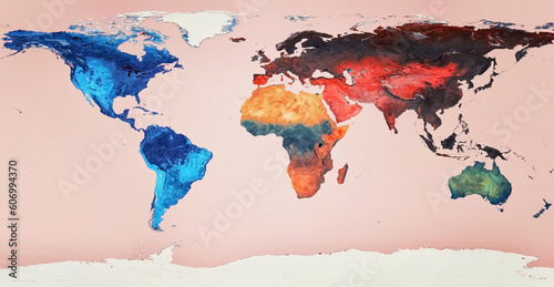 Highly detailed colorful geographic world map